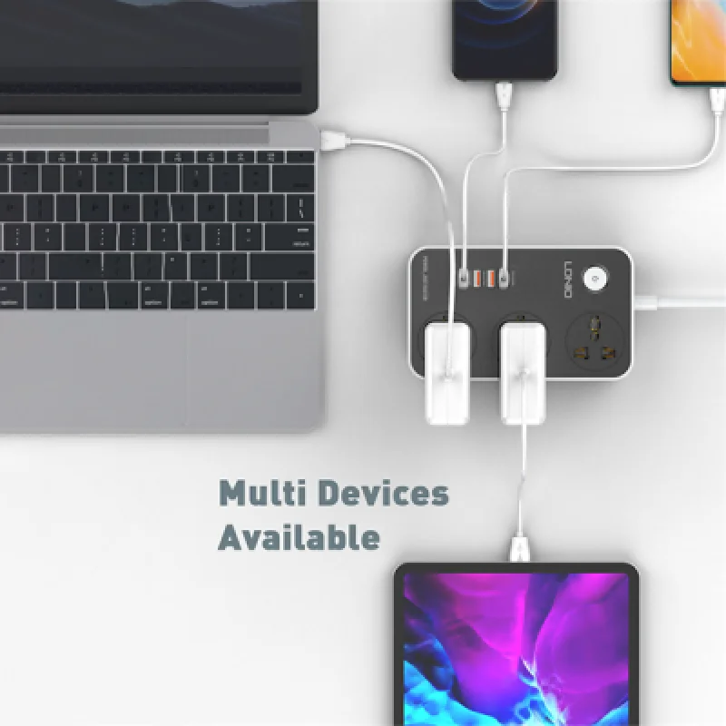 Supresor de Picos LDNIO SC3412 con 3 Tomacorrientes y 4 puertos usb | Protección y Carga Rápida