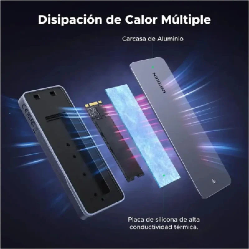 Case SSD M.2 Ugreen CM777 20Gbps USB-C RGB NVMe/SATA