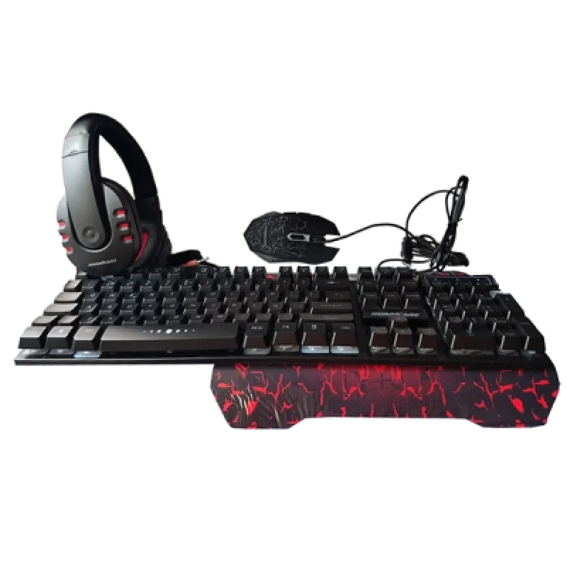 Combo Gamer 4 en 1 Hurricane | Teclado Mecánico Mouse Gamer Audífono con Micrófono y Mousepad