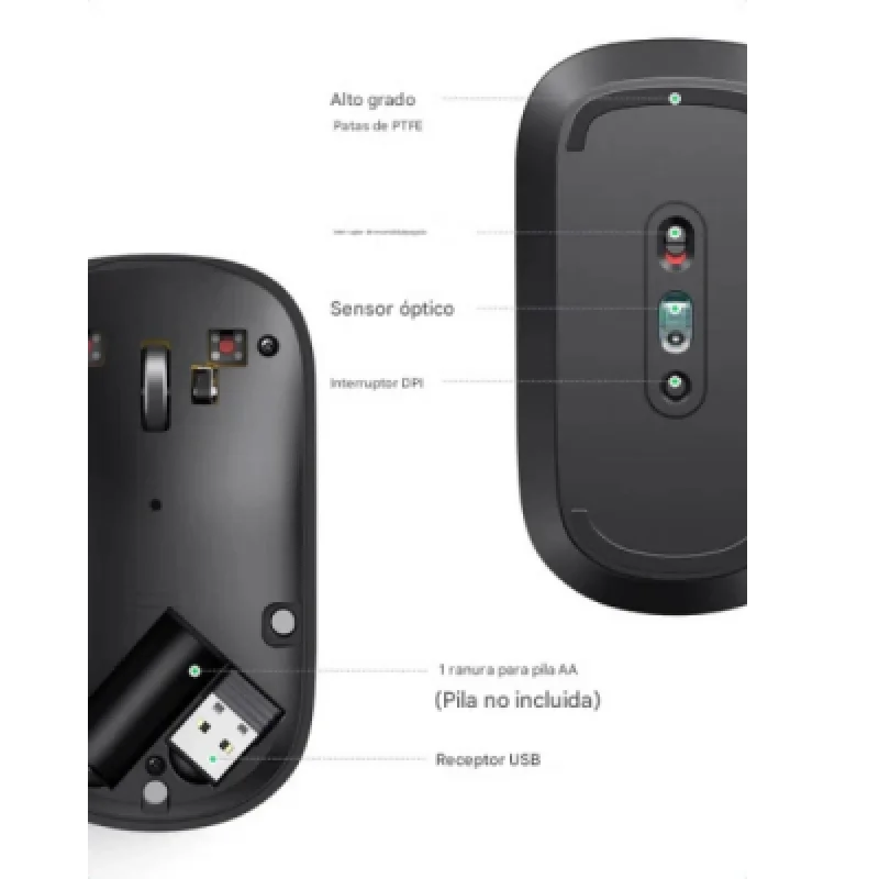 Mouse UGREEN 90372 Inalámbrico 2.4GHz – 4000 DPI Silencioso y Portátil