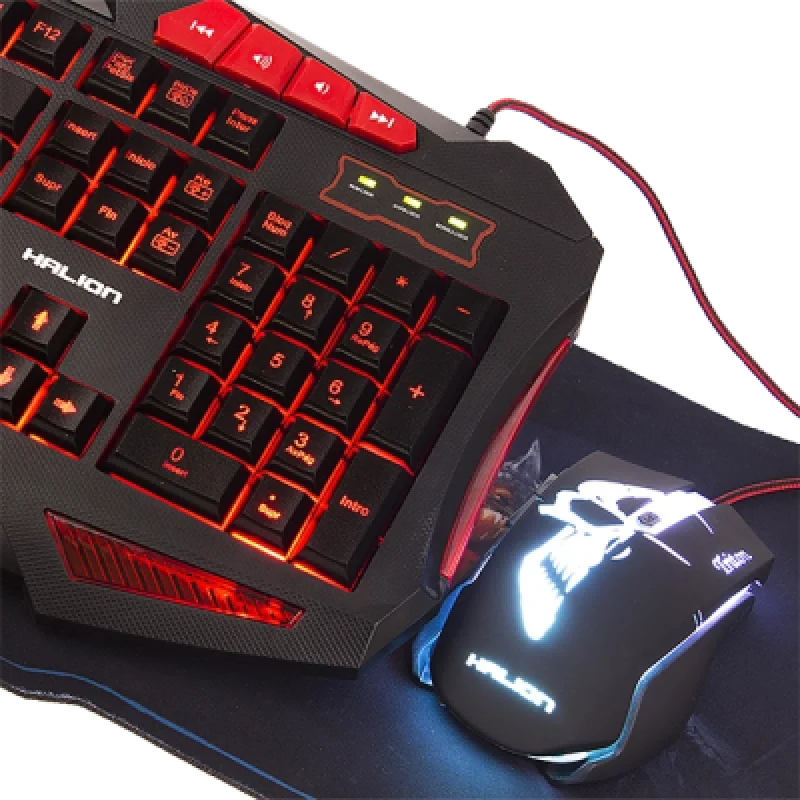 Combo Gamer Halion 3 en 1 HA 845C TITAN | Teclado Mecánico Mouse Gamer y Mousepad