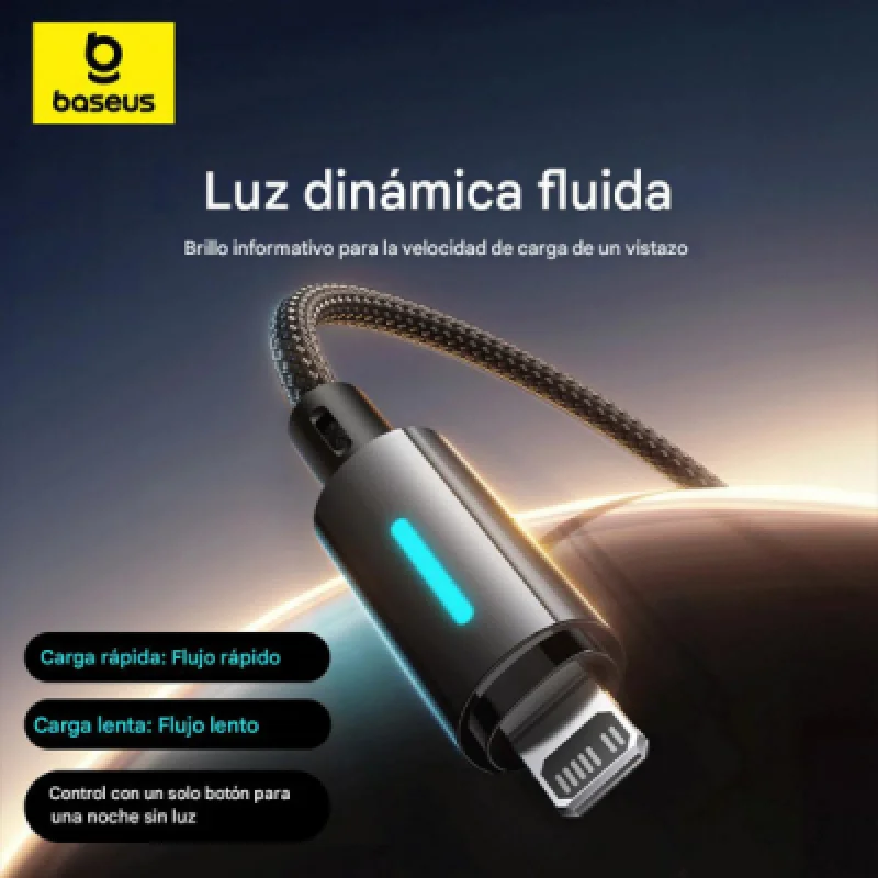 Cable Baseus USB A a Lightning 20W de 2 Metros con Carga Rápida⚡