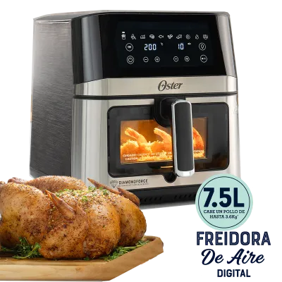 Freidora de Aire Digital Oster 7.5L DiamondForce con 10 Programas Automáticos🍖