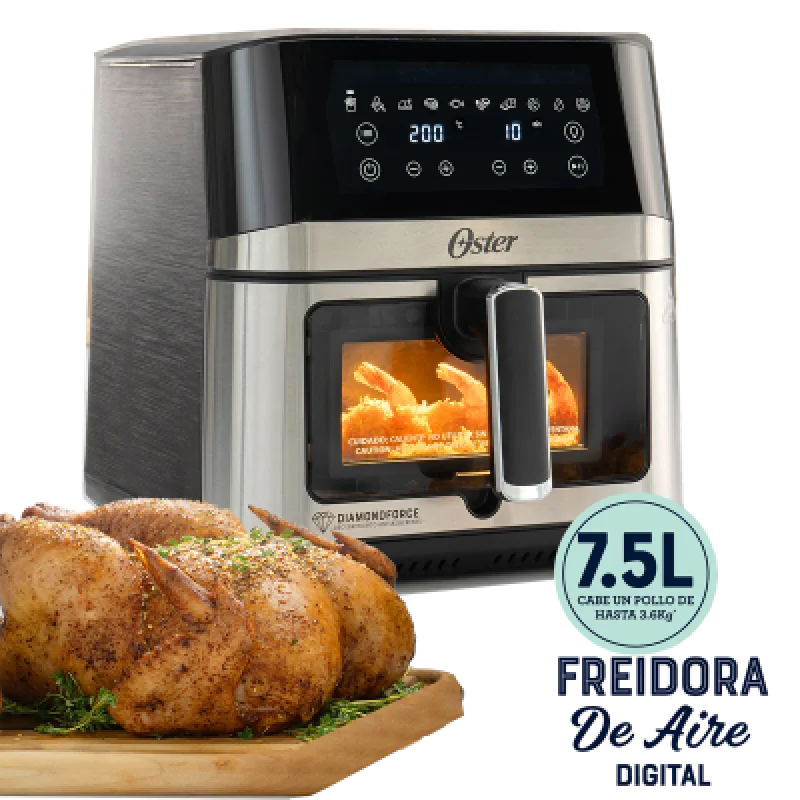 Freidora de Aire Oster 7.5L Digital DiamondForce 10 Programas🍖