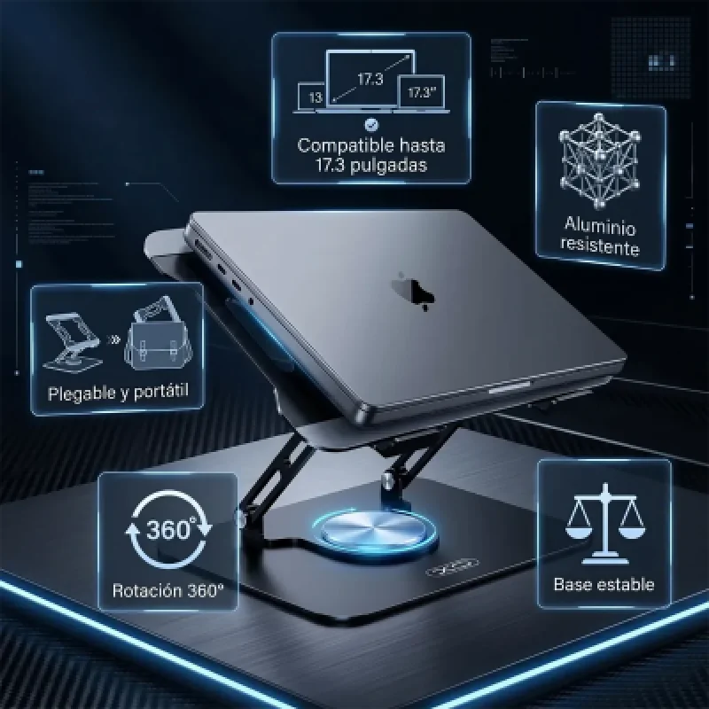 Soporte Laptop XO C153 360° Aluminio hasta 17.3" 💻