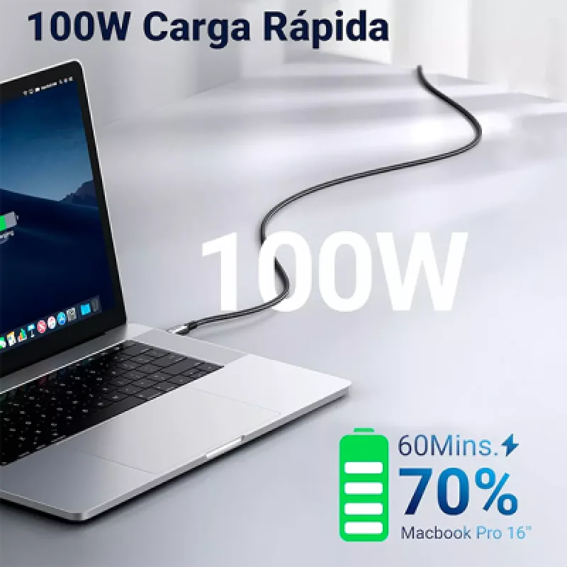 Cable USB Tipo C a C 100W 2M UGREEN | Carga Rápida