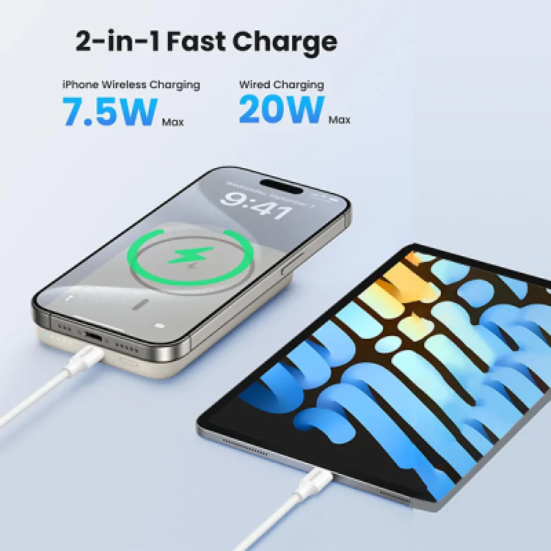 Cargador Inalámbrico Ugreen 10000mAh 20W PB760 Rápido y Portátil⚡