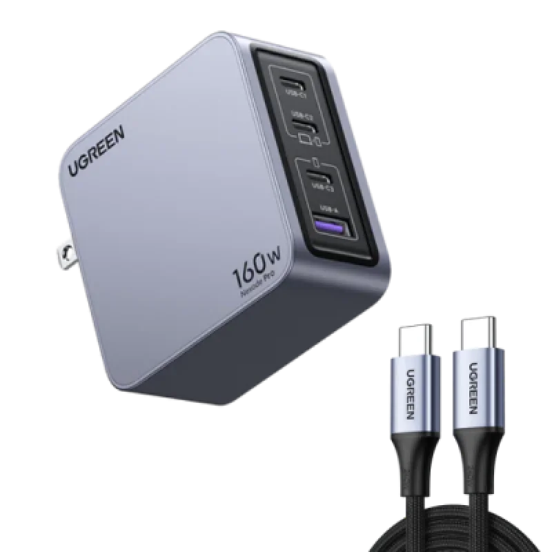 Cargador Ugreen 25876 Usb c/usb a 160w Gan Negro