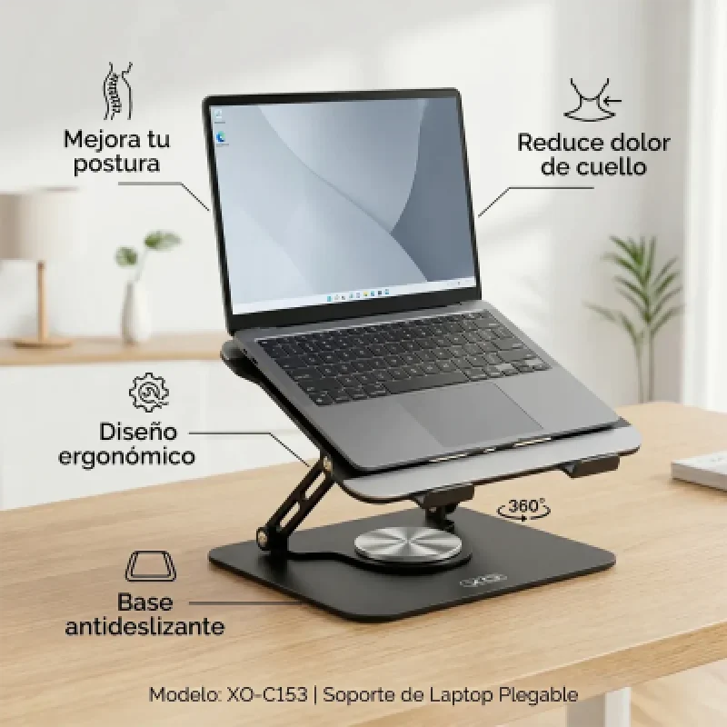Soporte Laptop XO C153 360° Aluminio hasta 17.3" 💻