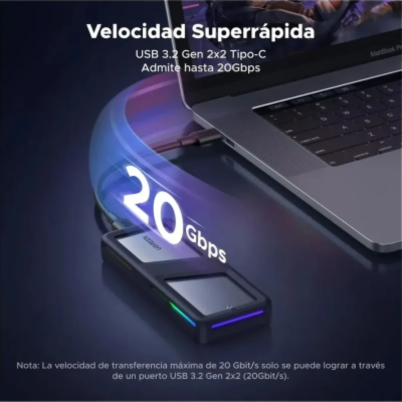 Case SSD M.2 Ugreen CM777 20Gbps USB-C RGB NVMe/SATA