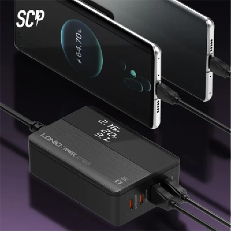 Cargador de escritorio LDNIO 65W | Carga Rápdia Múltiples Dispositivos