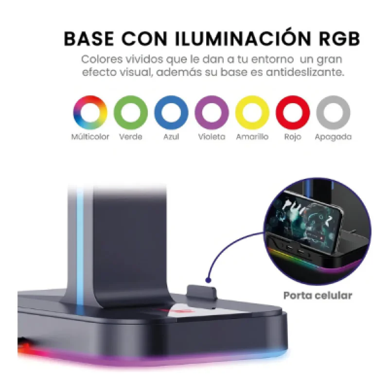 Soporte para auriculares Havit TH650 RGB con doble gancho y 2 puertos USB