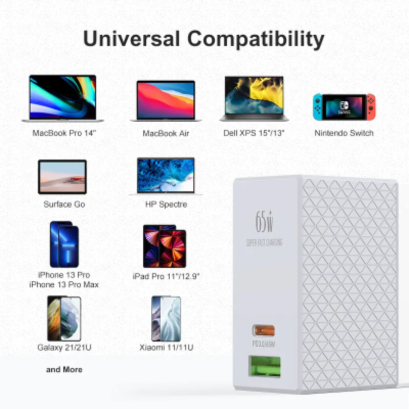 Adaptador Carga Rápida LDNIO A2620C 65W PD | USB-C + USB-A