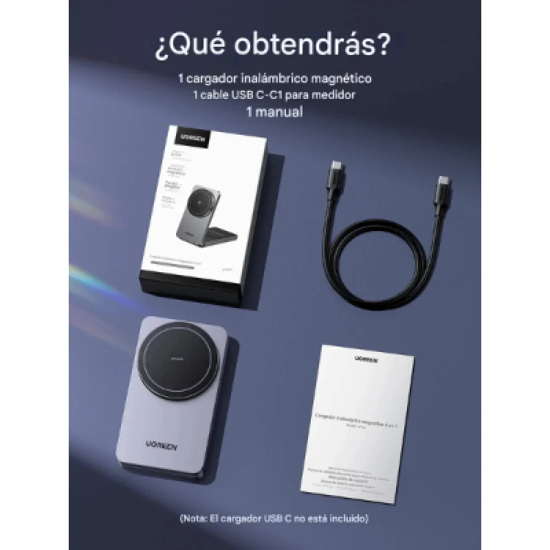 UGREEN W706 45023 – Cargador Inalámbrico Magnético 2 en 1 15W