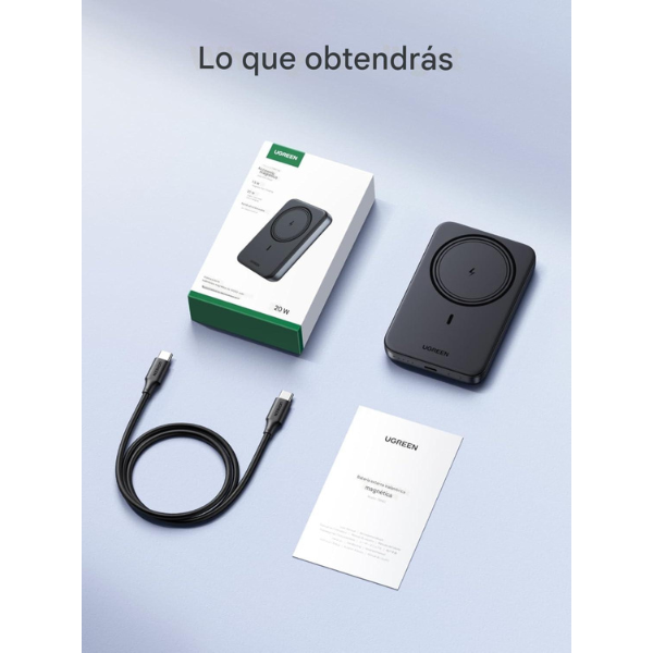Power Bank UGREEN Magnético Q1  20W 10000 mAh  con Carga Inalámbrica + Cable
