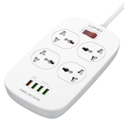 Supresor de Picos LDNIO SC4407 con 4 Tomacorrientes y 4 Puertos USB