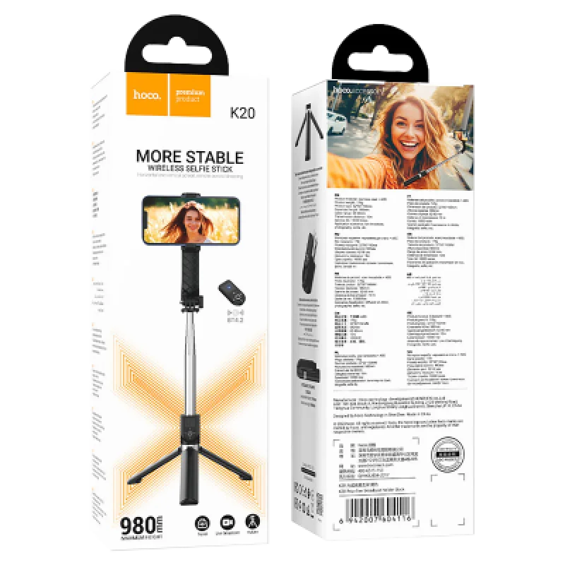 Palo Selfie HOCO K20 98cm Trípode Bluetooth Estable 📱 Portátil