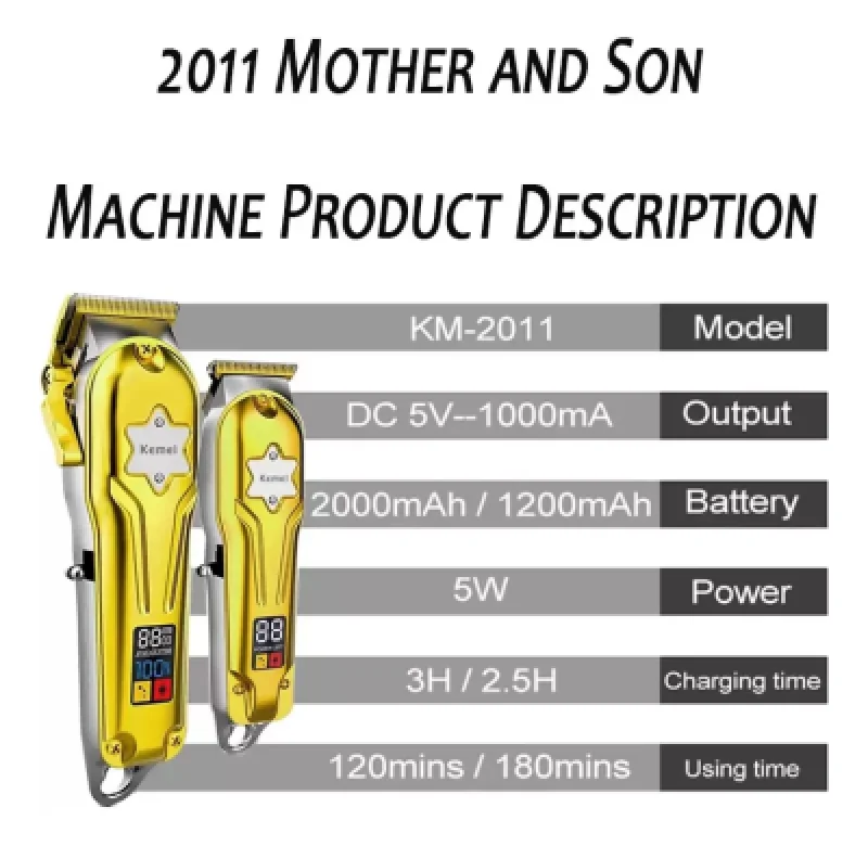 Máquina Cortapelos Profesional KEMEI KM 2011 con Patillera | Combo Completo para Hombres   Cortadora de Pelo de Alta Calidad