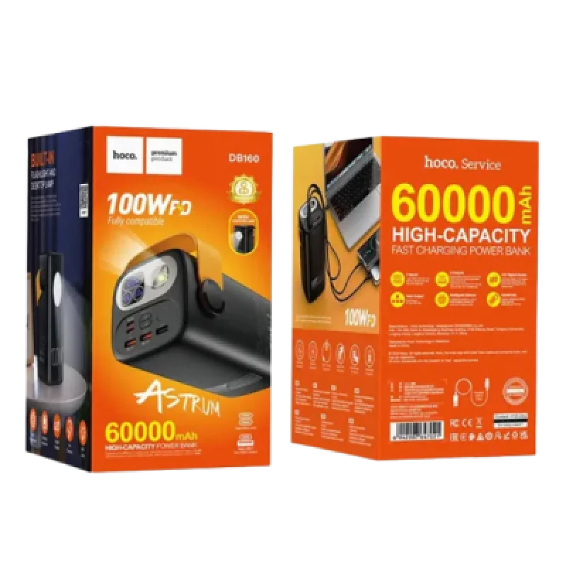 Power Bank Hoco DB160 60000mAh 100W con Carga Rápida y Pantalla LED