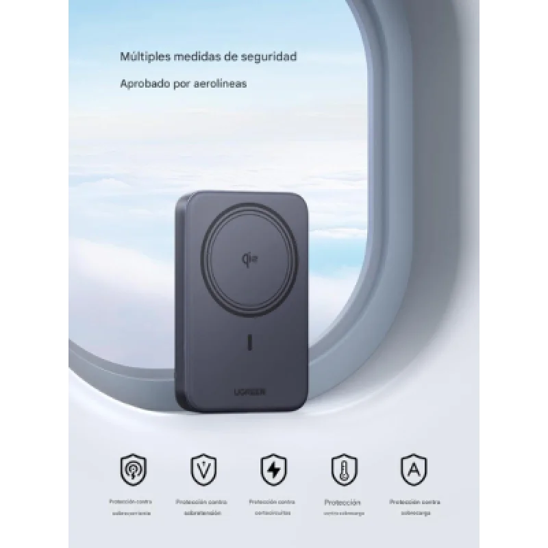 Power Bank UGREEN Magnetic Qi2 10 000 mAh – 15 W inalámbrico + 20 W cable USB C