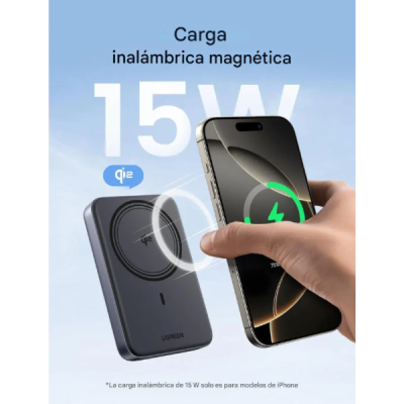 Power Bank UGREEN Magsafe Qi2 10 000 mAh – 15 W Inalámbrico + 30 W PD USB C