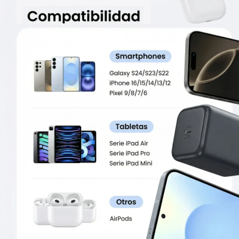 Cargador UGREEN 45W GaN USB-C PD X524 para iPhone y Galaxy