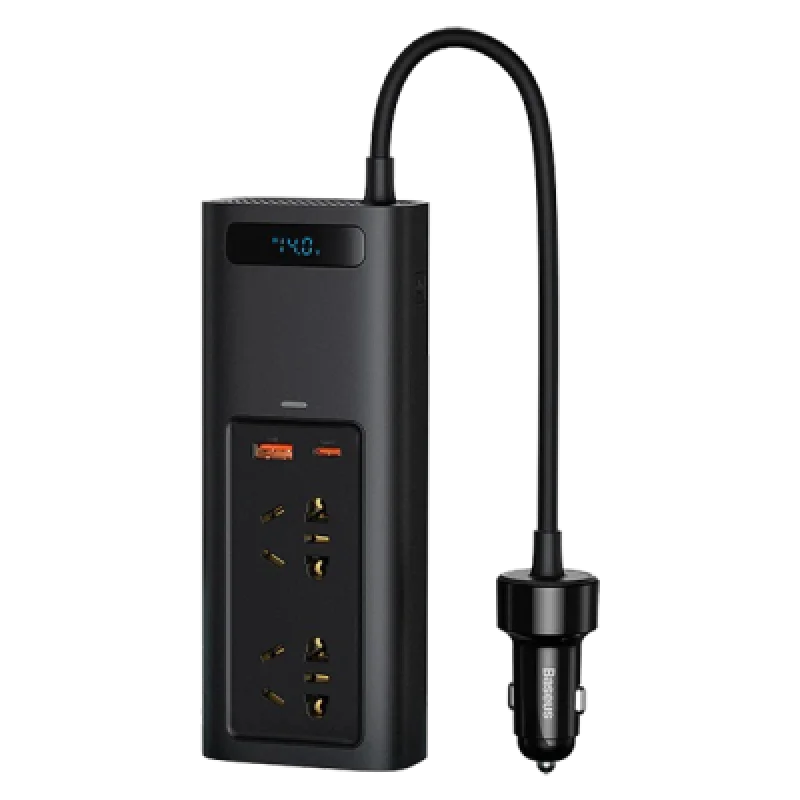 Inversor de Corriente para Coche Baseus 150W con Salidas Tipo C y USB | Carga Rápida para Automóvil