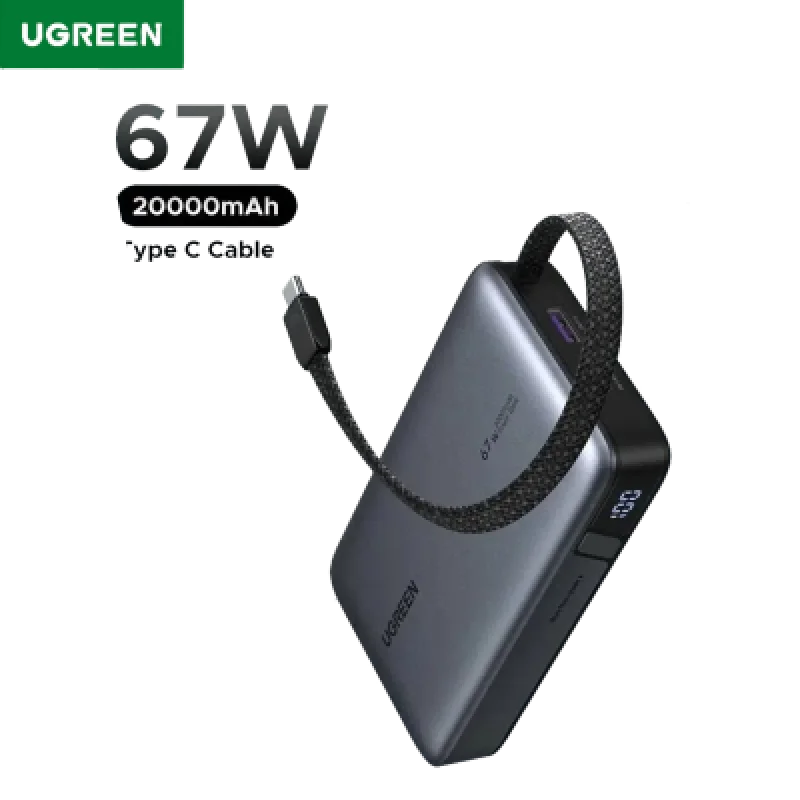 UGREEN Nexode Power Bank 20000mAh 67W Cable USB-C Carga Rápida