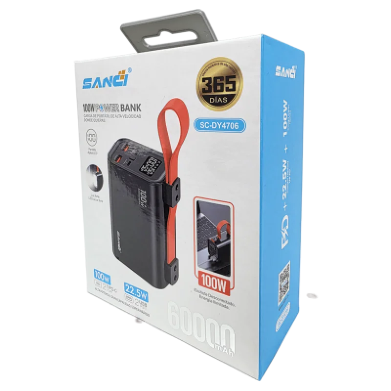 Power Bank 60000mAh SANCI 22.5W ⚡Para Laptop y Celular