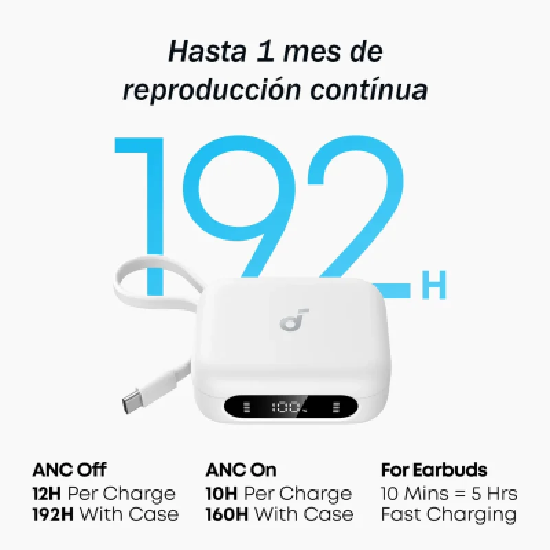 Audífonos Bluetooth Soundcore P41i ANC + Power Bank 3en1 + Cable USB-C