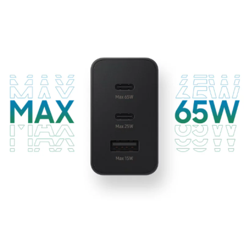 Adaptador Samsung Trio 65W – Cargador superrápido de 3 puertos