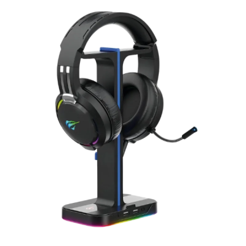 Soporte para auriculares Havit TH650 RGB con doble gancho y 2 puertos USB
