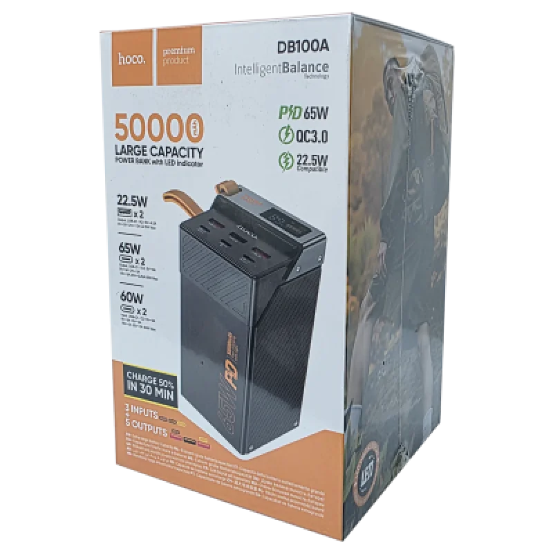 Power Bank 50000mAh HOCO DB100A 65W | Carga Laptop y Celular