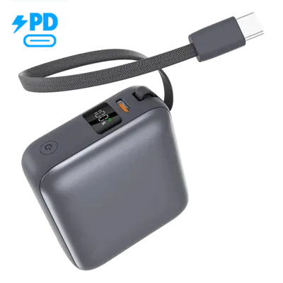 Cargador Portátil QCY 10000mAh 35W Power Bank PD10C con Cable Integrado ⚡