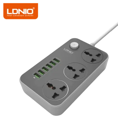 Supresor de Picos LDNIO SK3662 con 3 Tomacorrientes y 6 Puertos USB