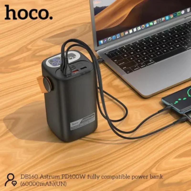 Power Bank Hoco DB160 60000mAh 100W con Carga Rápida y Pantalla LED