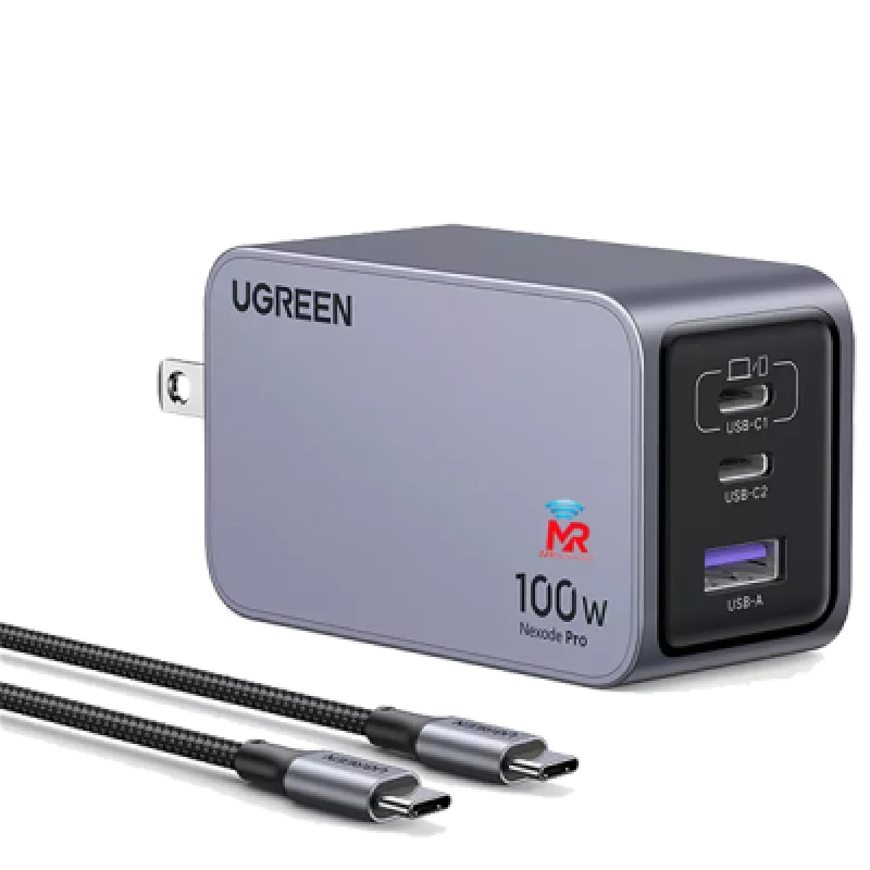 Cargador Rápido UGREEN Nexode Pro 100W 3 Puertos GaN + Cable Tipo C🔋