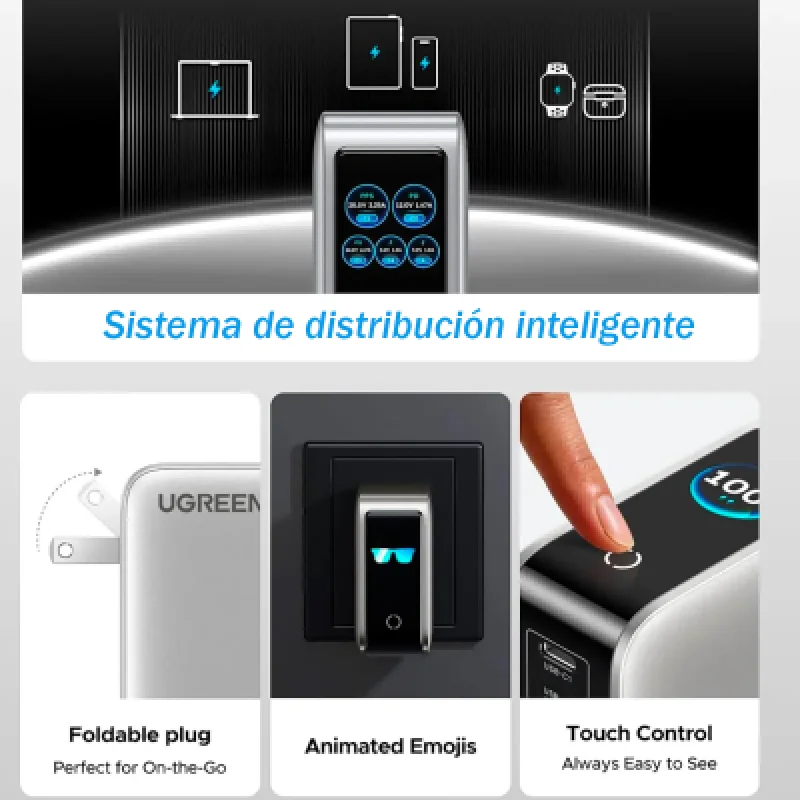 Cargador Ugreen 100W GaN X773 Nexode Pro 5 Puertos | Rápido y Potente⚡