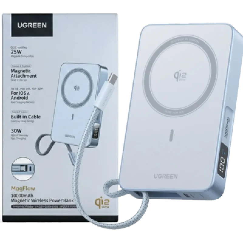 Power Bank UGREEN MagFlow 30W 10000mAh Qi2 Magnético ⚡