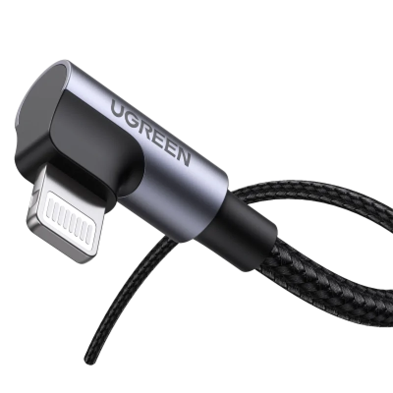 Cable UGREEN USB C a Lightning 90 Grados Trenzado MFi 1m 3A PD