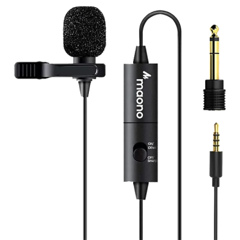 Micrófono de Solapa Maono AU 100🎙️ | Lavalier 3.5mm Cable 6m para Móvil y Cámara 📷