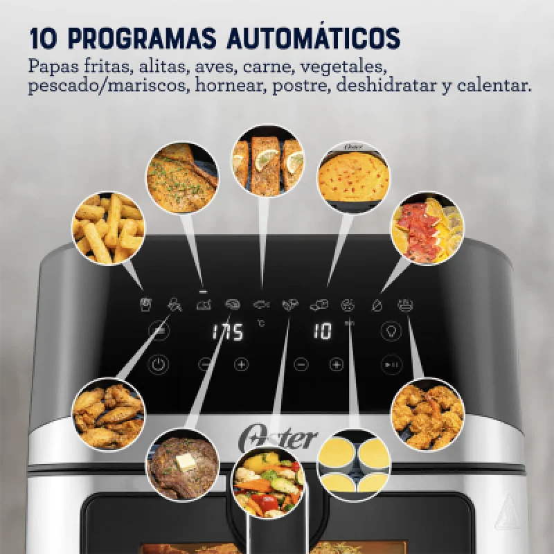 Freidora de Aire Oster 7.5L Digital DiamondForce 10 Programas🍖