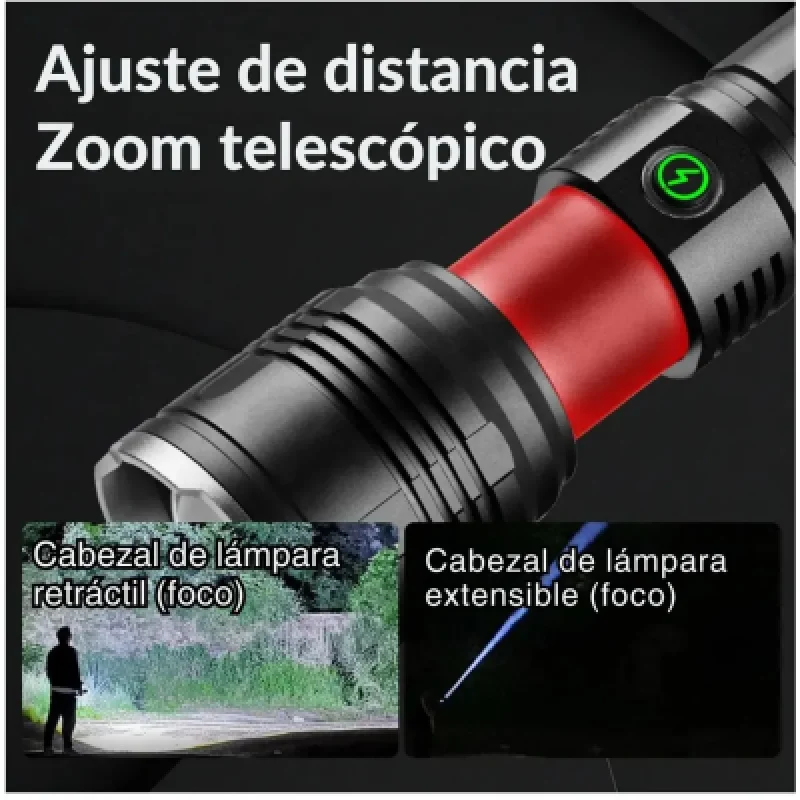Linterna Potente 3000m Alcance USB-C y Función Power Bank 5000 lumenes