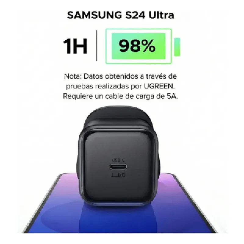 ⚡ Cargador Rápido UGREEN 45W GaN USB-C + Cable USB-C 60W 1m