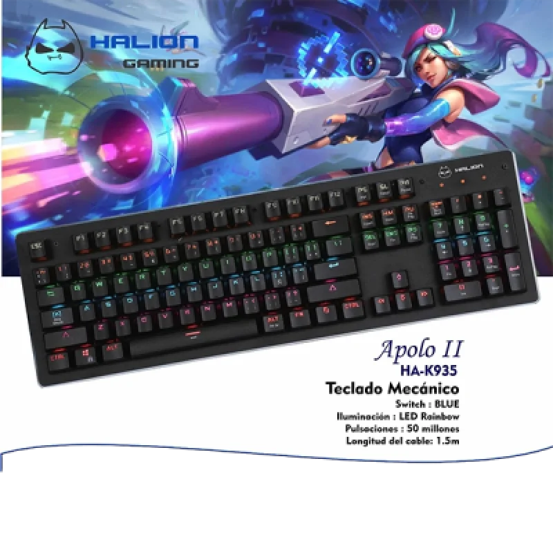 Teclado Mecánico Gamer Halion Apolo II HA K935 | Velocidad Precisión y Estilo para Gamers
