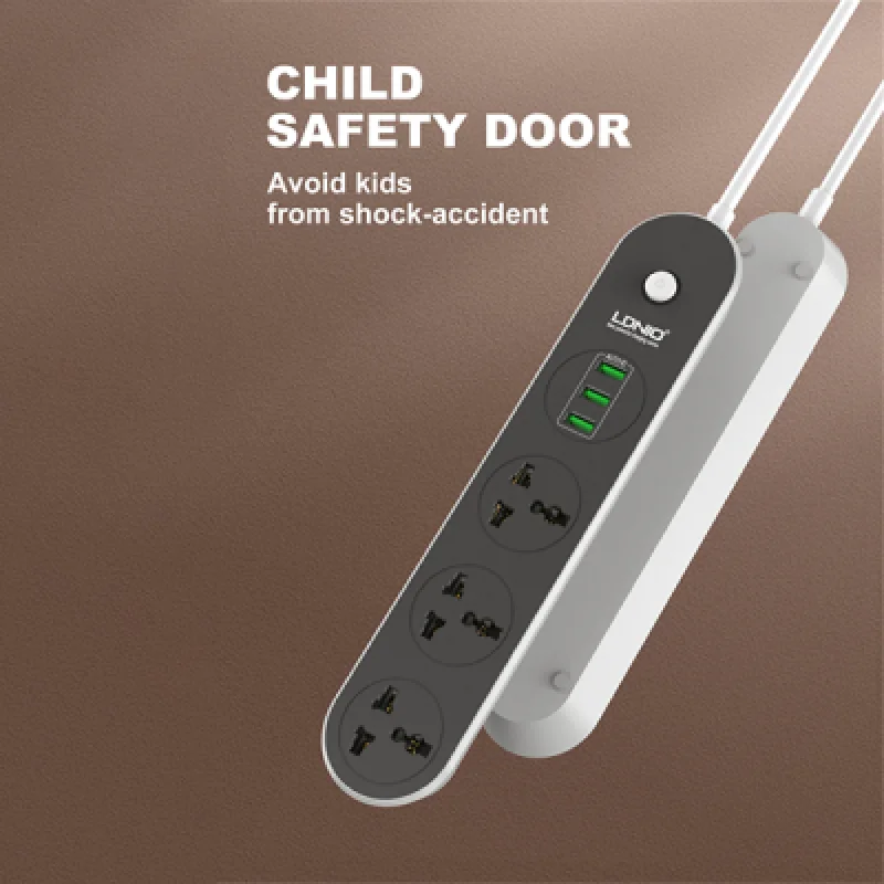 Supresor de Picos LDNIO SC3301 con 3 Tomacorrientes y 3 Puertos USB | Protección y Carga Rápida