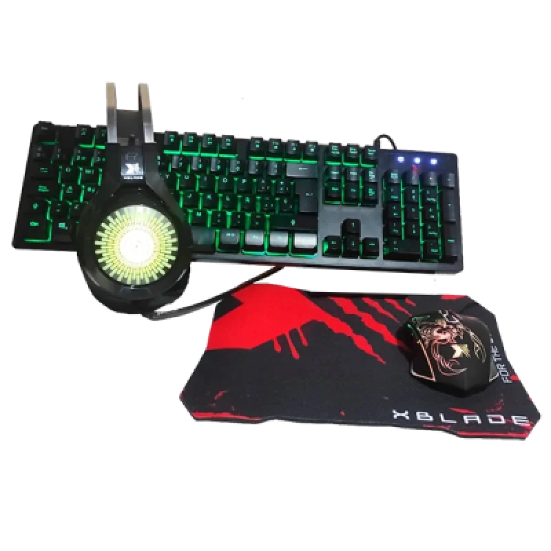 Combo Gamer 4 en 1 XBlade Reaper | Teclado Mecánico Mouse Gamer Audífono con Micrófono y Mousepad