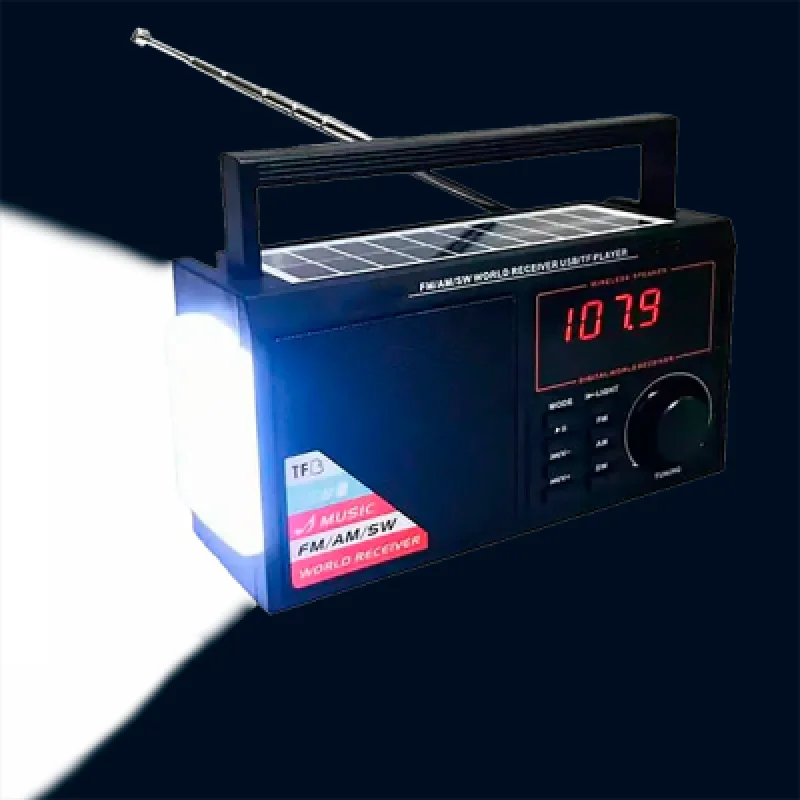 Radio Parlante Cafini CN S5493FM BT Bluetooth con Panel Solar y Linterna LED | Multifuncional y Portátil