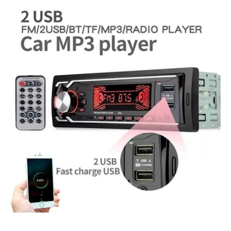 Autoradio 1 Din Bluetooth con 2 USB y Máscara Fija | Excelente Sonido y Conectividad