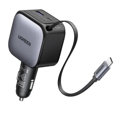 Cargador de coche UGREEN EC603 90W con cable retráctil
